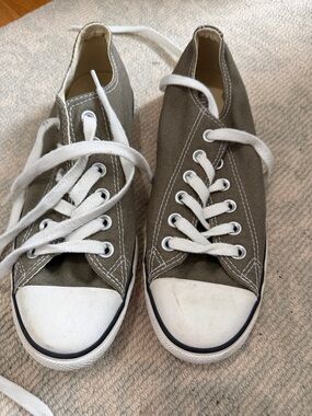 Classic Low-Top Canvas Sneakers in Olive Green size 6 women or 4.5 men